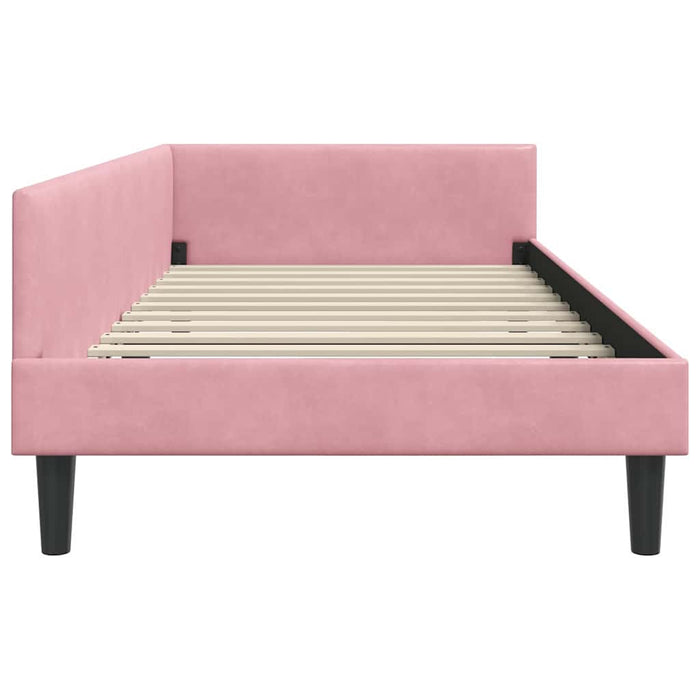 Cadru de pat colțar cu headboard Roz 90 cm x 200 cm Catifea WALTI