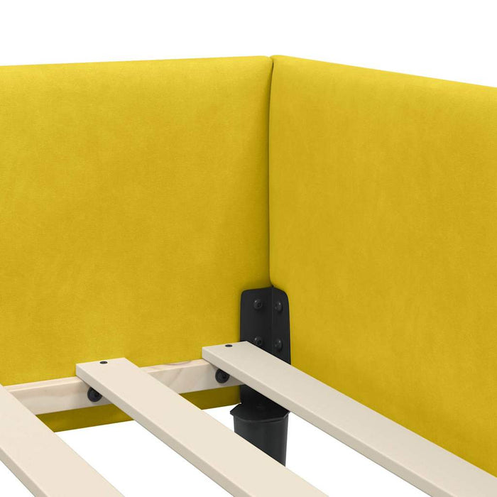 Cadru de pat colțar Galben 90 x 200 cm Catifea și lemn laminat - WALTI WALTI