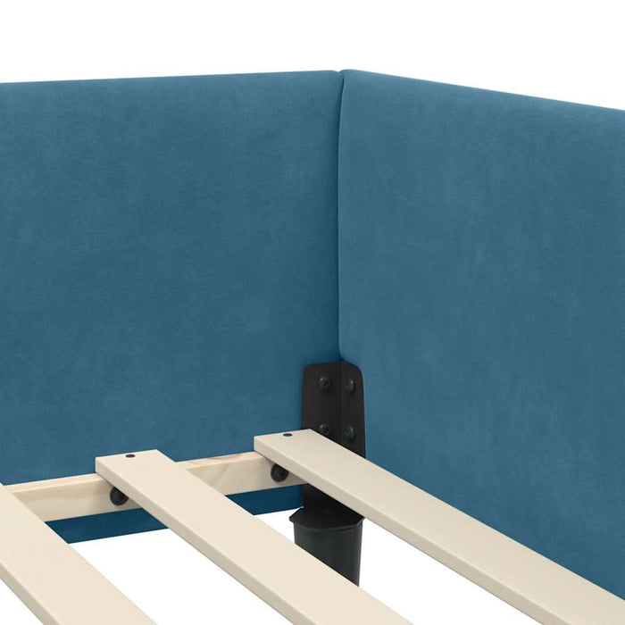 Cadru de pat colțar cu headboard Manual albastru 100 x 200 cm - WALTI WALTI