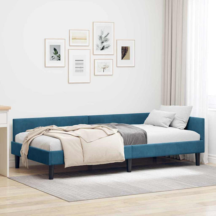 Cadru de pat colțar cu headboard Manual albastru 100 x 200 cm - WALTI WALTI