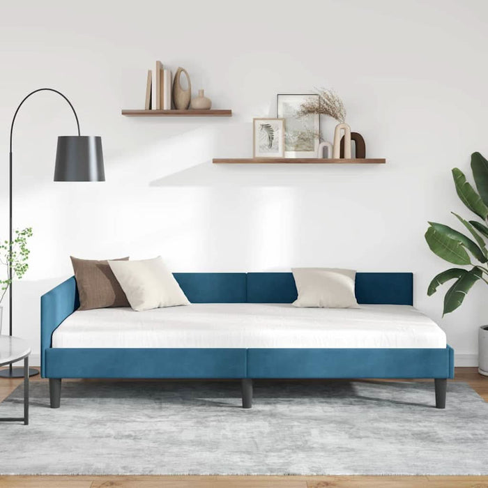 Cadru de pat colțar cu headboard Manual albastru 100 x 200 cm - WALTI WALTI