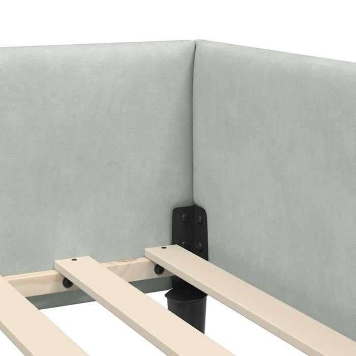 Cadru de pat colțar cu headboard Gri deschis 100 x 200 cm - WALTI WALTI