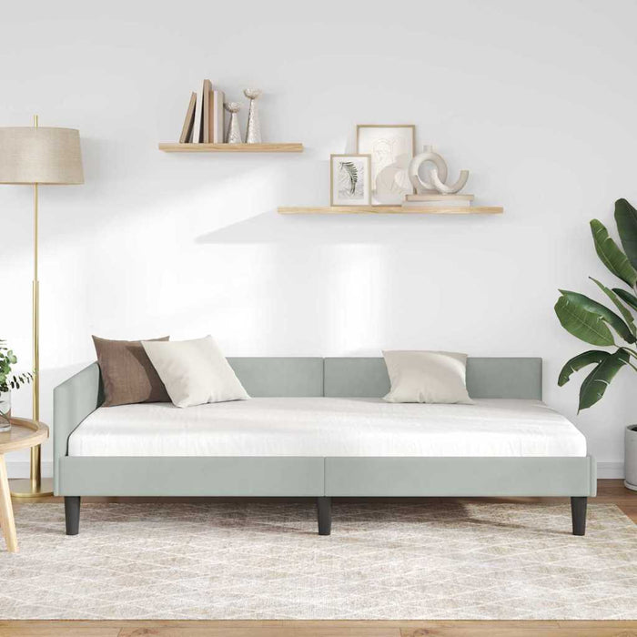 Cadru de pat colțar cu headboard Gri deschis 100 x 200 cm - WALTI WALTI
