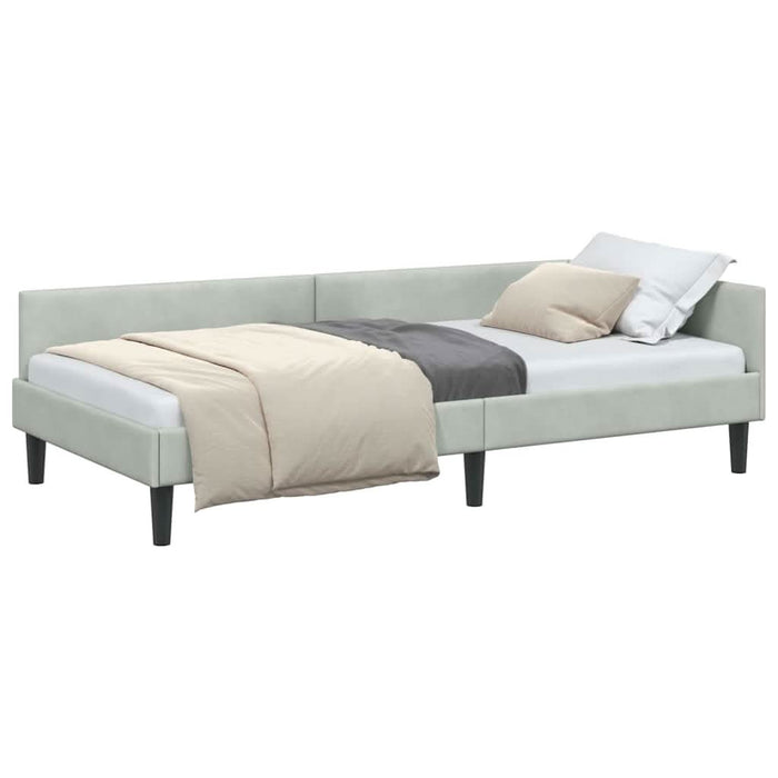 Cadru de pat colțar cu headboard Gri deschis 100 x 200 cm - WALTI WALTI