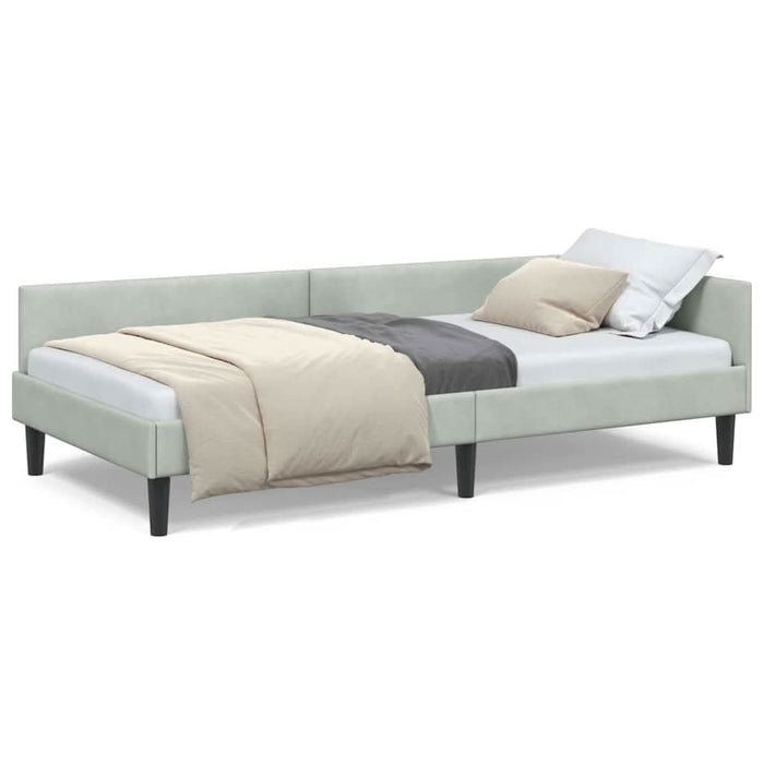 Cadru de pat colțar cu headboard Gri deschis 100 x 200 cm - WALTI WALTI