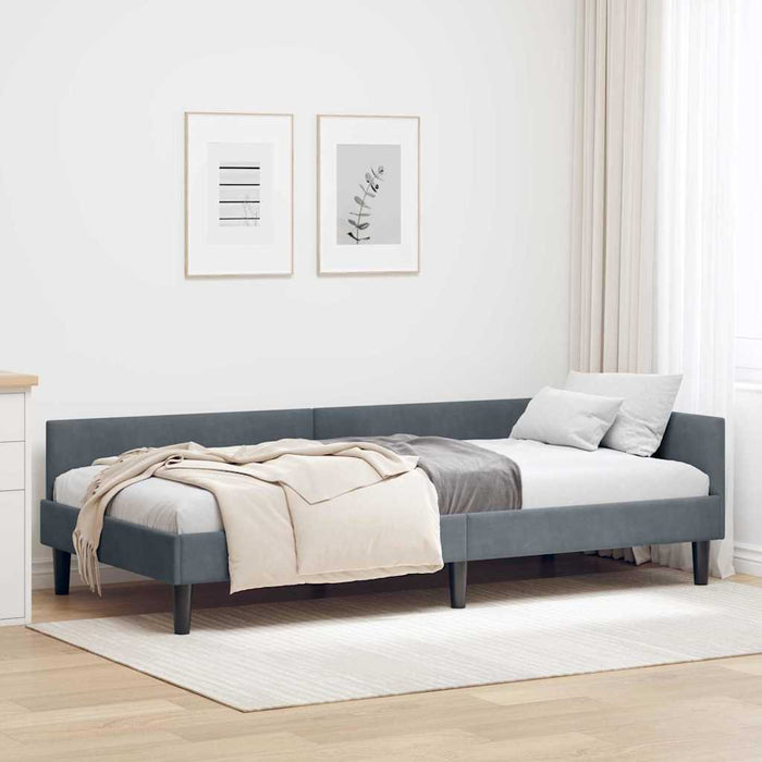 Cadru de pat colțar cu headboard Manual Gri închis 100 x 200 cm - WALTI WALTI