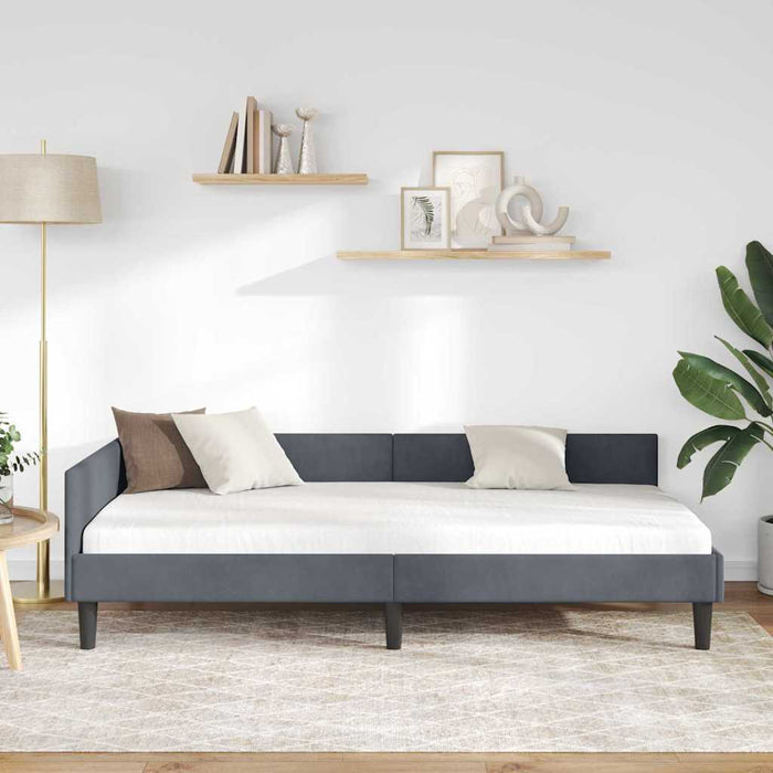 Cadru de pat colțar cu headboard Manual Gri închis 100 x 200 cm - WALTI WALTI