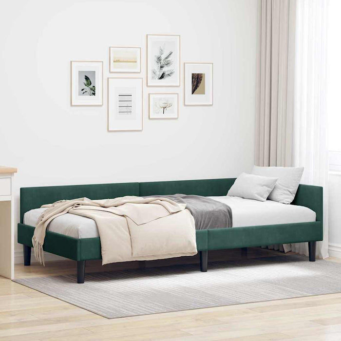 Cadru de pat colțar cu headboard Verde închis 100 x 200 cm - WALTI WALTI