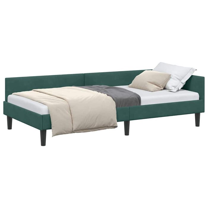 Cadru de pat colțar cu headboard Verde închis 100 x 200 cm - WALTI WALTI