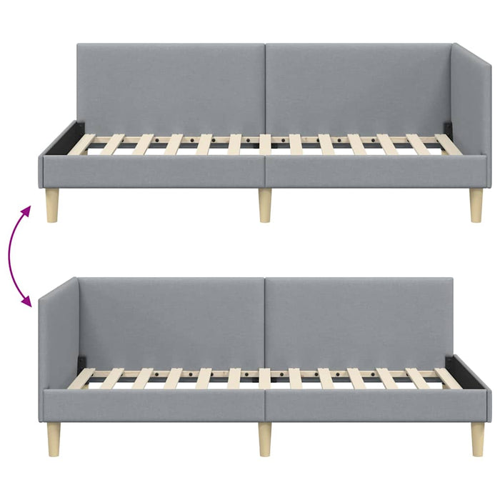 Cadru de pat colțar Altele cu headboard Gri deschis 80 x 200 cm - WALTI WALTI