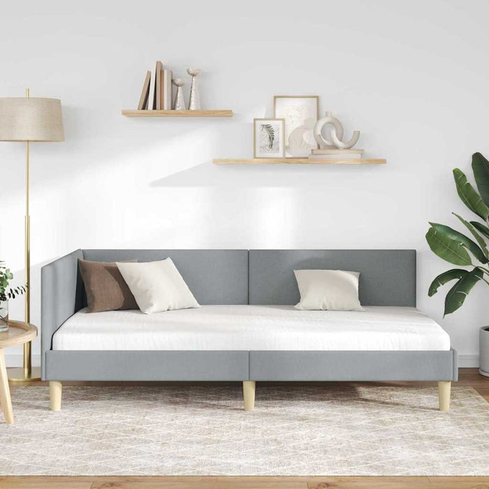 Cadru de pat colțar Altele cu headboard Gri deschis 90 x 190 cm - WALTI WALTI