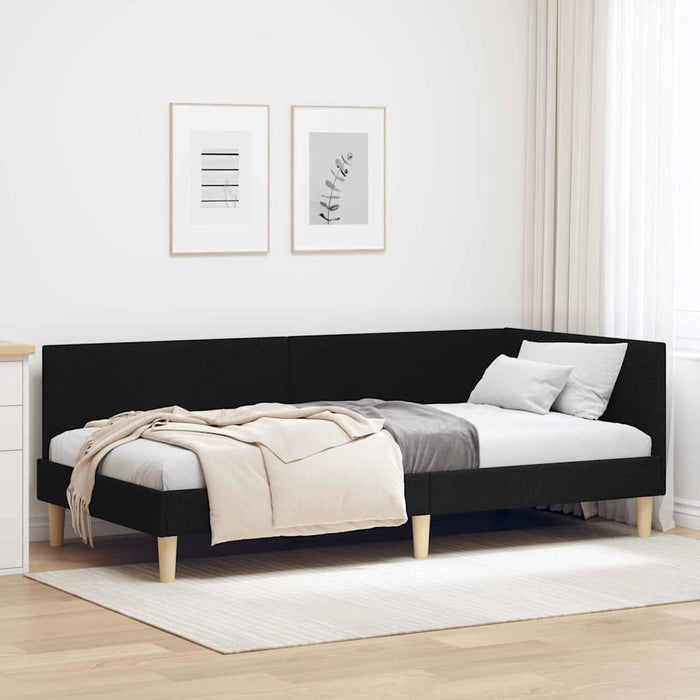 Cadru de pat colțar Altele cu headboard Negru 90 x 190 cm - WALTI WALTI