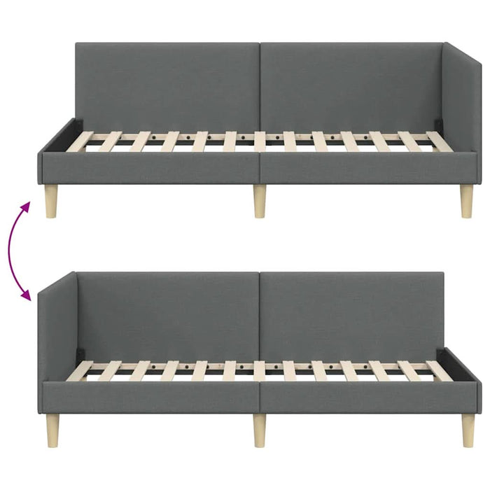 Cadru de pat colțar Altele cu headboard Gri închis 90 x 200 cm - WALTI WALTI