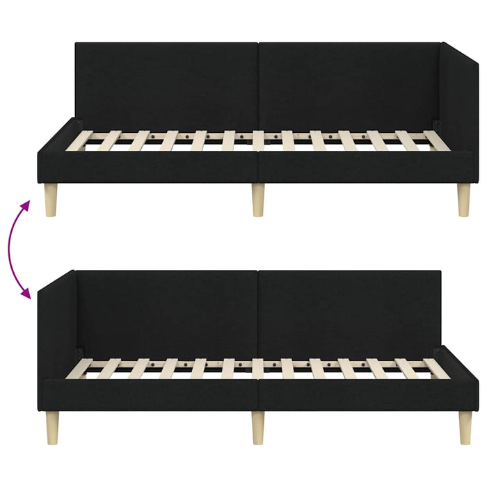 Cadru de pat colțar Altele cu headboard Negru 100 x 200 cm - WALTI WALTI