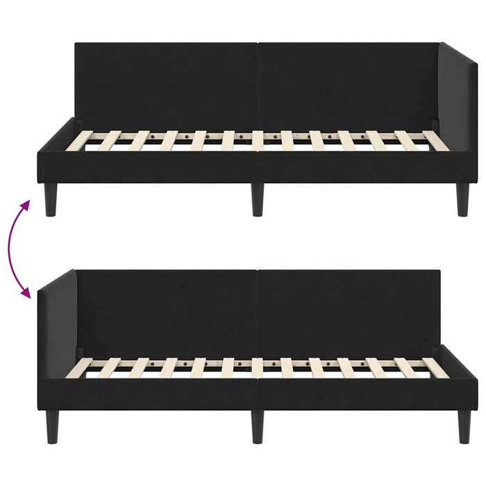 Cadru de pat colțar Altele cu headboard Negru 80 x 200 cm - WALTI WALTI