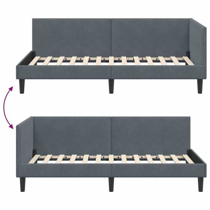 Cadru de pat colțar Altele cu headboard Gri închis 90 x 190 cm - WALTI WALTI