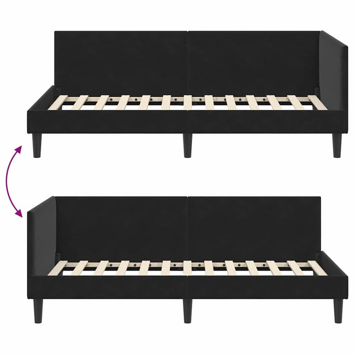 Cadru de pat colțar Altele cu headboard Negru 90 x 190 cm - WALTI WALTI