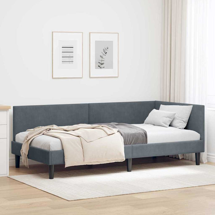 Cadru de pat colțar Altele cu headboard Gri închis 90 x 200 cm - WALTI WALTI