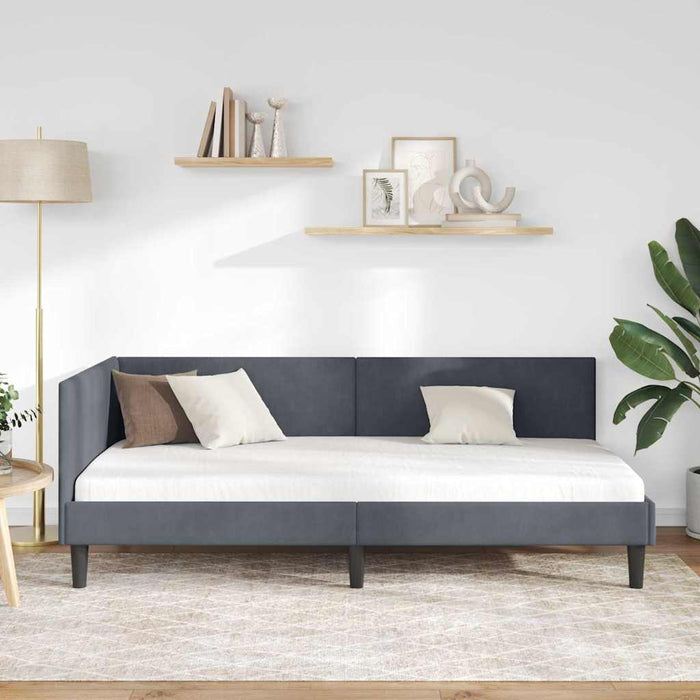 Cadru de pat colțar Altele cu headboard Gri închis 90 x 200 cm - WALTI WALTI