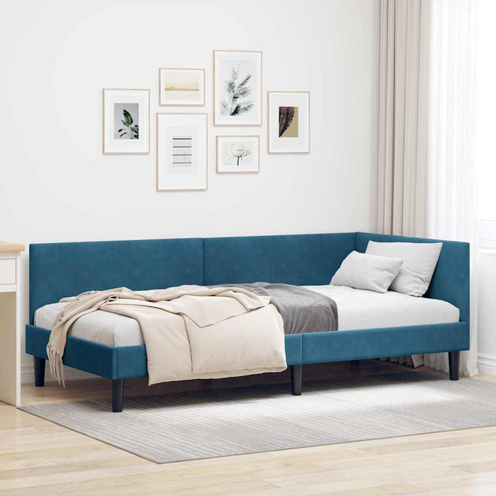 Cadru de pat colțar Altele cu headboard albastru 100 x 200 cm - WALTI WALTI