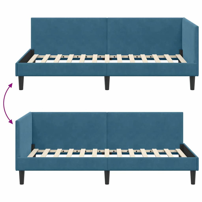 Cadru de pat colțar Altele cu headboard albastru 100 x 200 cm - WALTI WALTI
