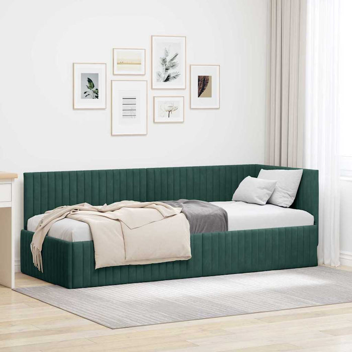 Cadru de pat colțar Verde închis 80 cm x 200 cm Catifea - WALTI WALTI