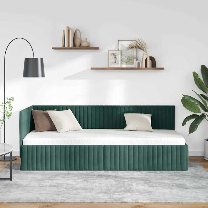 Cadru de pat colțar Verde închis 80 cm x 200 cm Catifea - WALTI WALTI