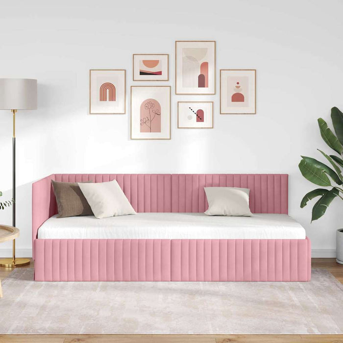 Cadru de pat colțar cu headboard Roz 80 cm x 200 cm Catifea - WALTI WALTI
