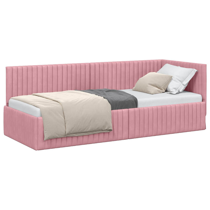Cadru de pat colțar cu headboard Roz 80 cm x 200 cm Catifea - WALTI WALTI