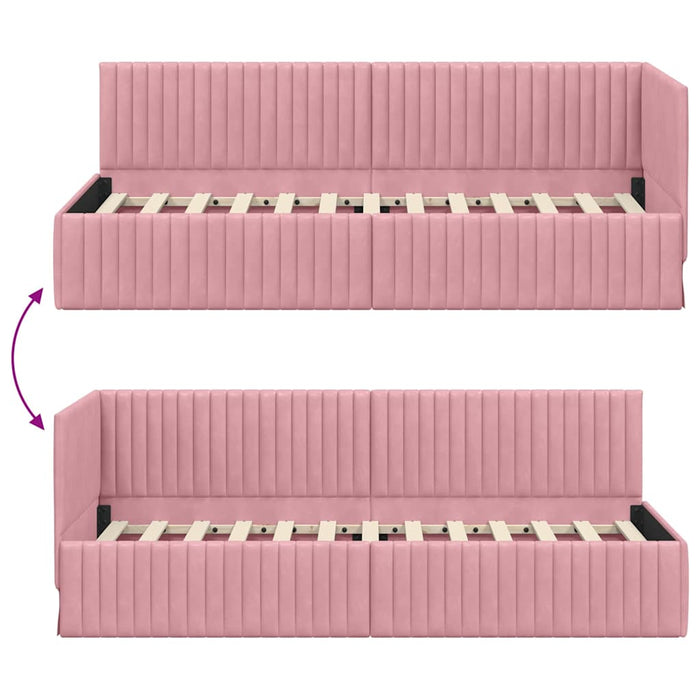 Cadru de pat colțar cu headboard Roz 80 cm x 200 cm Catifea - WALTI WALTI