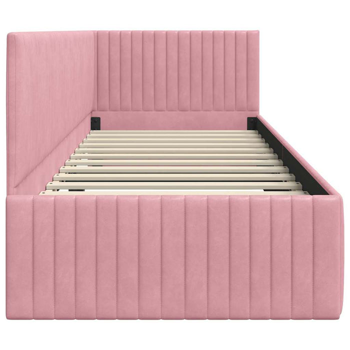 Cadru de pat colțar cu headboard Roz 80 cm x 200 cm Catifea - WALTI WALTI