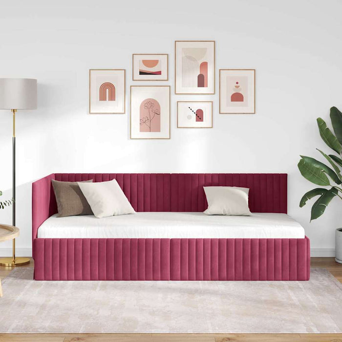 Cadru de pat colțar Roșu Vin 80 cm x 200 cm Catifea - WALTI WALTI