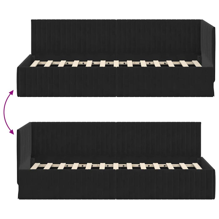 Cadru de pat colțar cu headboard Negru 80 cm x 200 cm Catifea - WALTI WALTI
