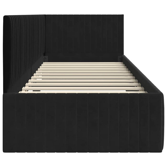 Cadru de pat colțar cu headboard Negru 80 cm x 200 cm Catifea - WALTI WALTI