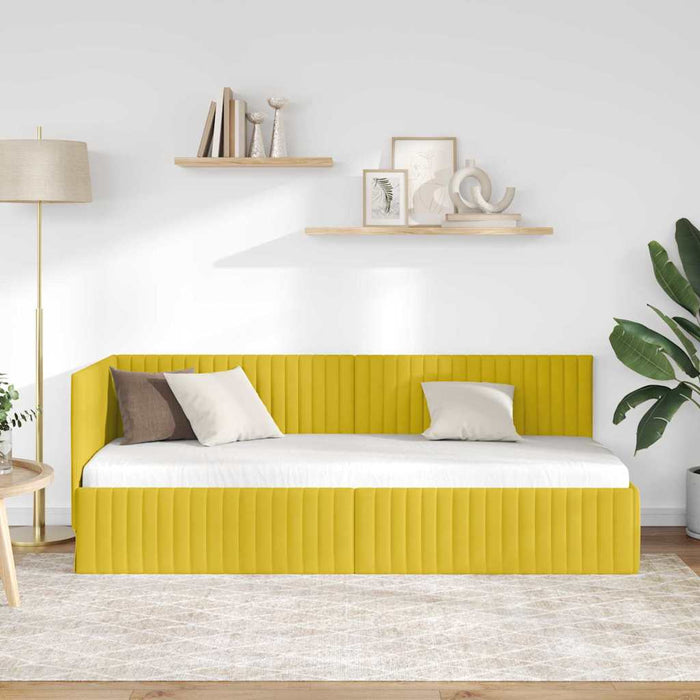 Cadru de pat colțar cu headboard Galben 80 cm x 200 cm Catifea - WALTI WALTI