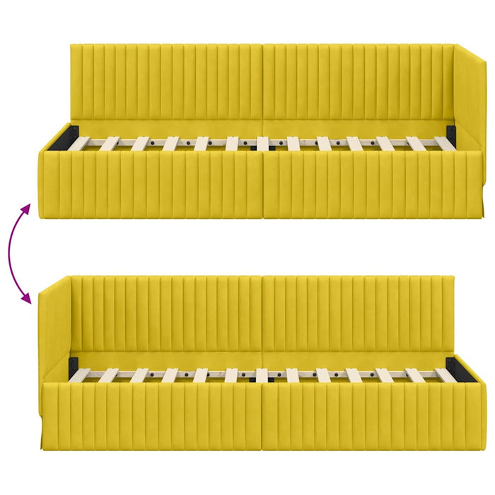 Cadru de pat colțar cu headboard Galben 80 cm x 200 cm Catifea - WALTI WALTI