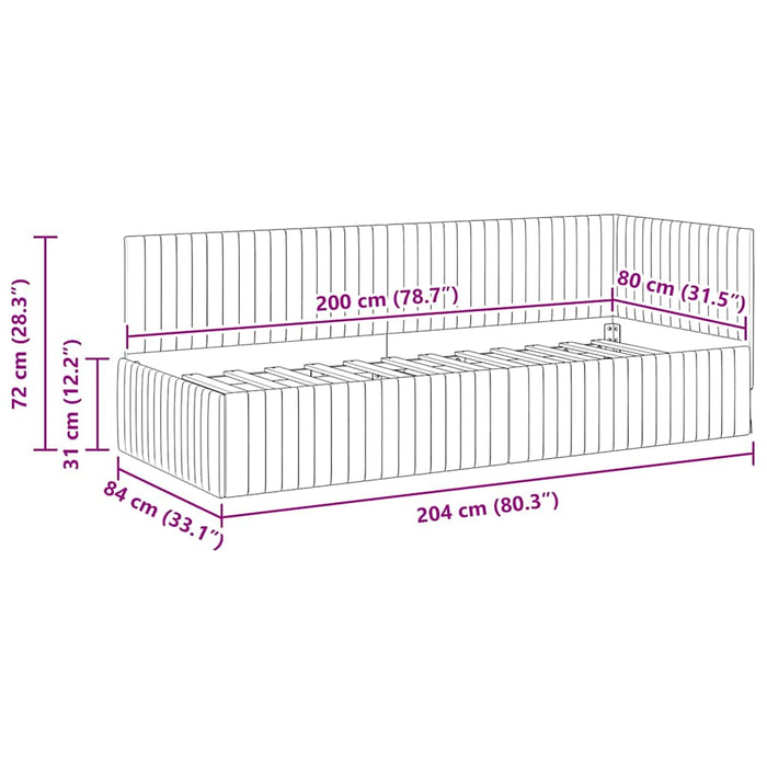 Cadru de pat colțar cu headboard Galben 80 cm x 200 cm Catifea - WALTI WALTI