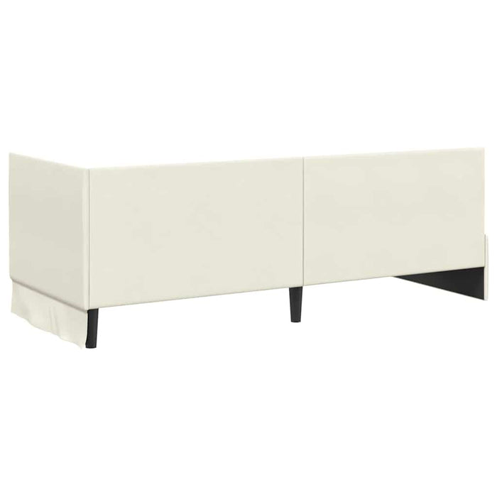 Cadru de pat colțar cu headboard Crem 80 cm x 200 cm Catifea WALTI