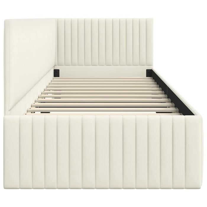 Cadru de pat colțar cu headboard Crem 80 cm x 200 cm Catifea WALTI