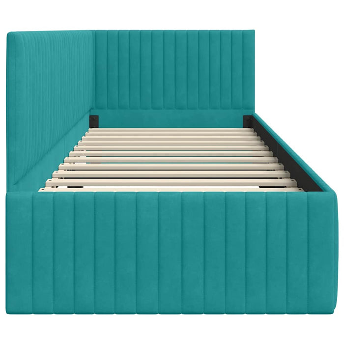 Cadru de pat colțar cu headboard Turcoaz 80 cm x 200 cm Catifea - WALTI WALTI