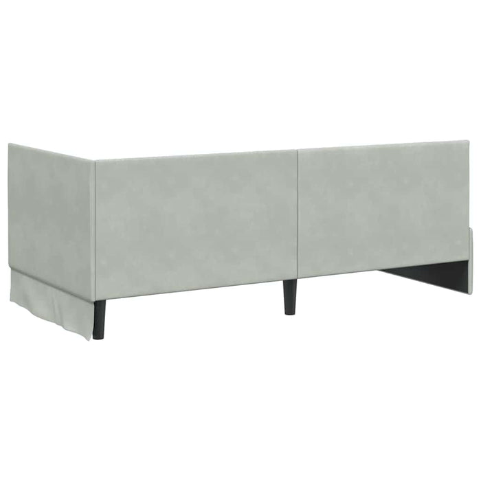 Cadru de pat colțar Gri deschis 90 cm x 190 cm Catifea WALTI