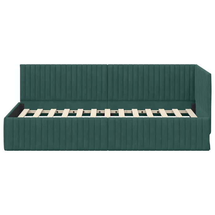 Cadru de pat colțar Verde închis 90 cm x 190 cm Catifea WALTI