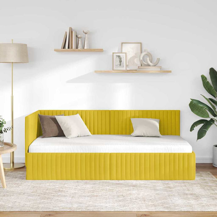 Cadru de pat colțar cu headboard Galben 90 cm x 190 cm Catifea - WALTI WALTI