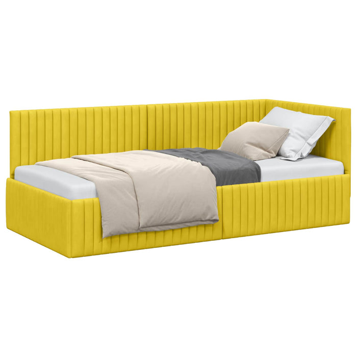 Cadru de pat colțar cu headboard Galben 90 cm x 190 cm Catifea - WALTI WALTI