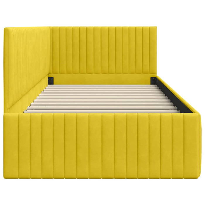 Cadru de pat colțar cu headboard Galben 90 cm x 190 cm Catifea - WALTI WALTI