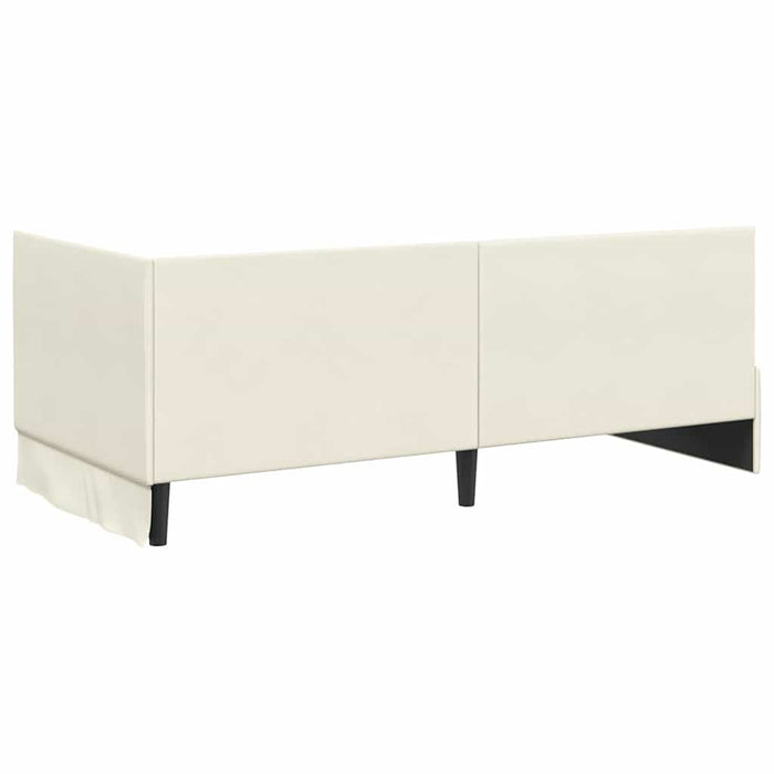 Cadru de pat colțar cu headboard Crem 90 cm x 190 cm Catifea WALTI