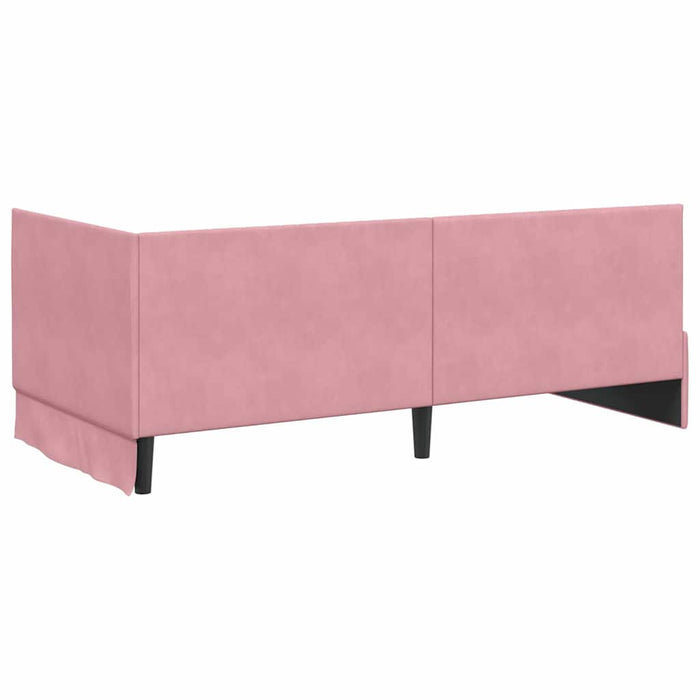 Cadru de pat colțar cu headboard Roz 90 cm x 200 cm Catifea WALTI