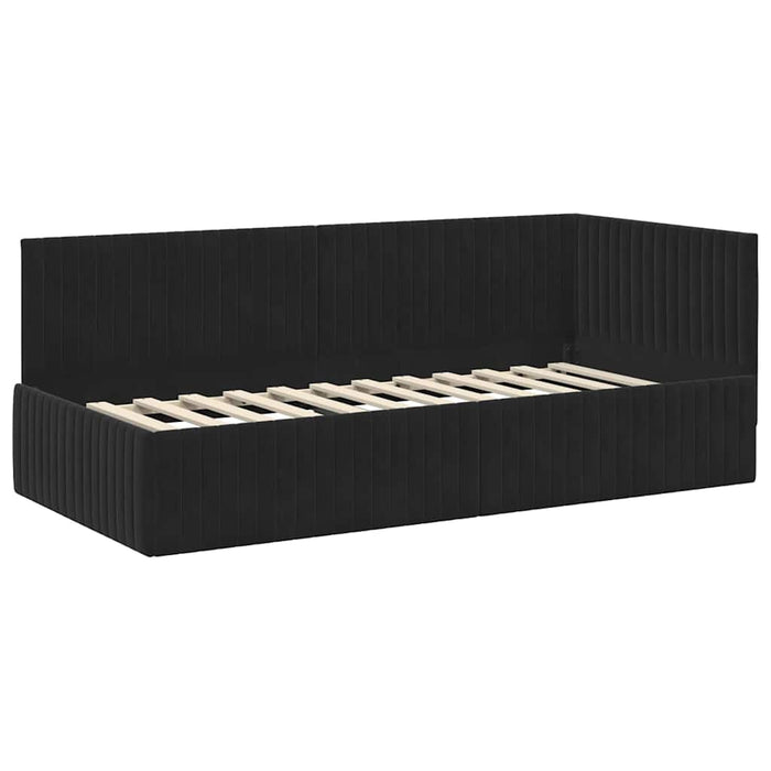 Cadru de pat colțar cu headboard Negru 90 cm x 200 cm Catifea - WALTI WALTI
