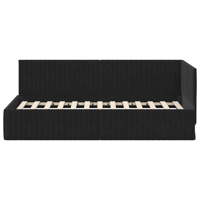 Cadru de pat colțar cu headboard Negru 90 cm x 200 cm Catifea - WALTI WALTI