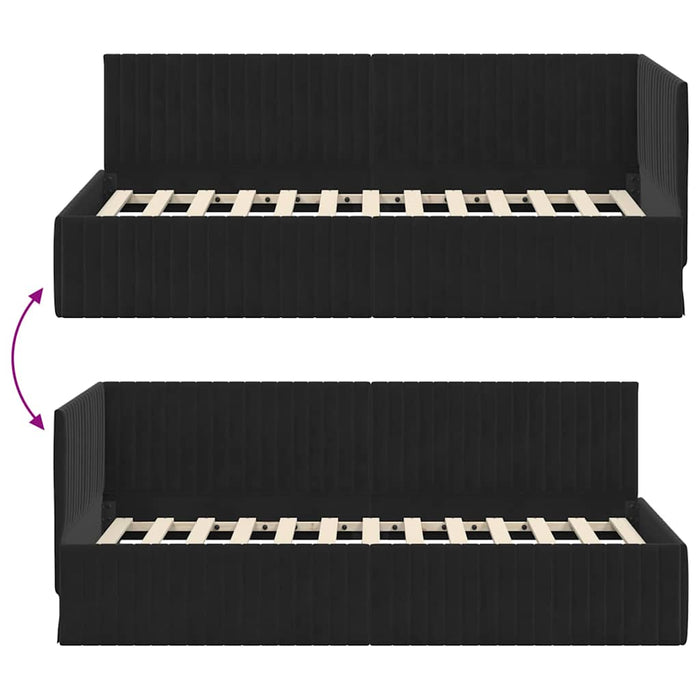 Cadru de pat colțar cu headboard Negru 90 cm x 200 cm Catifea - WALTI WALTI